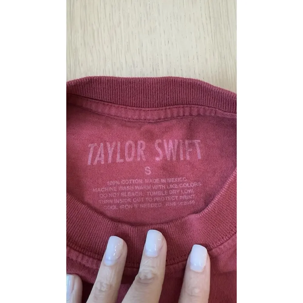 Taylor Swift Red Long Sleeve T-Shirt Crop Top Size Small - Picture 6 of 8